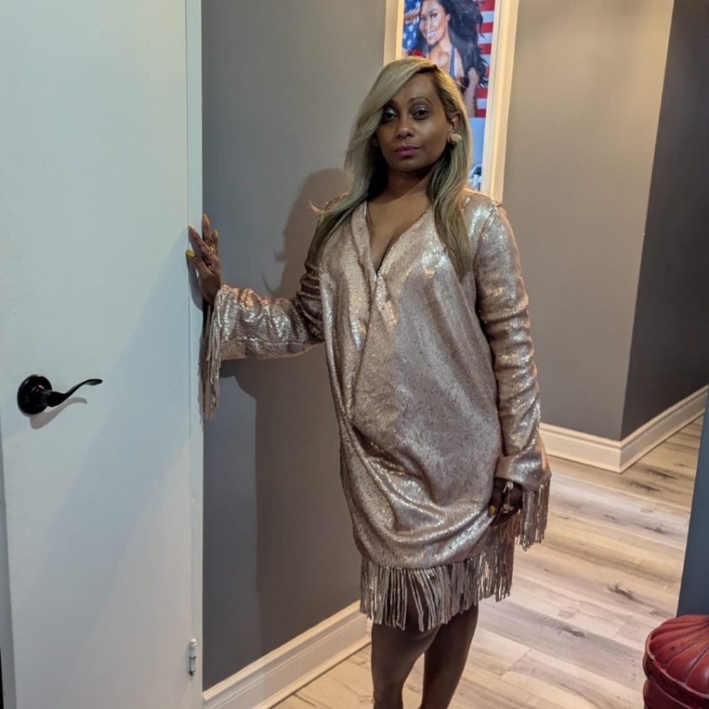 ASOS Metallic Sequin Fringe Dress